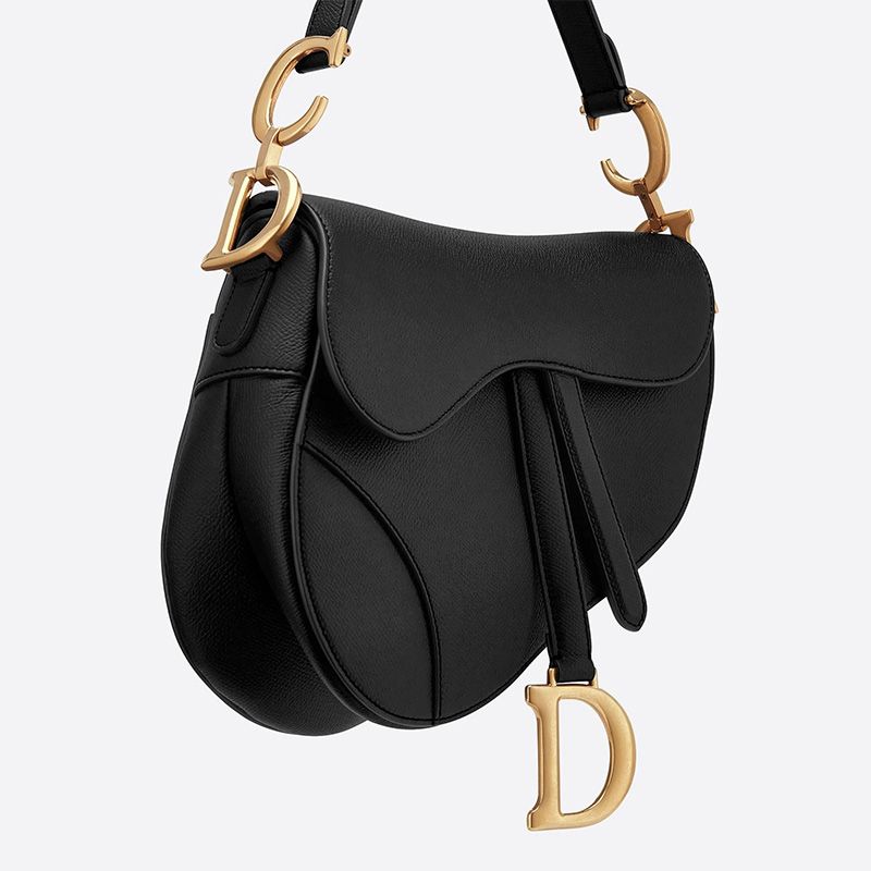 Hot Dior Saddle Bag Grained Calfskin Black