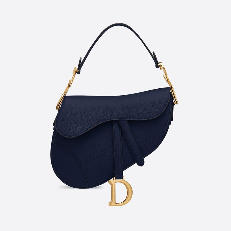 Hot Dior Saddle Bag Grained Calfskin Navy Blue