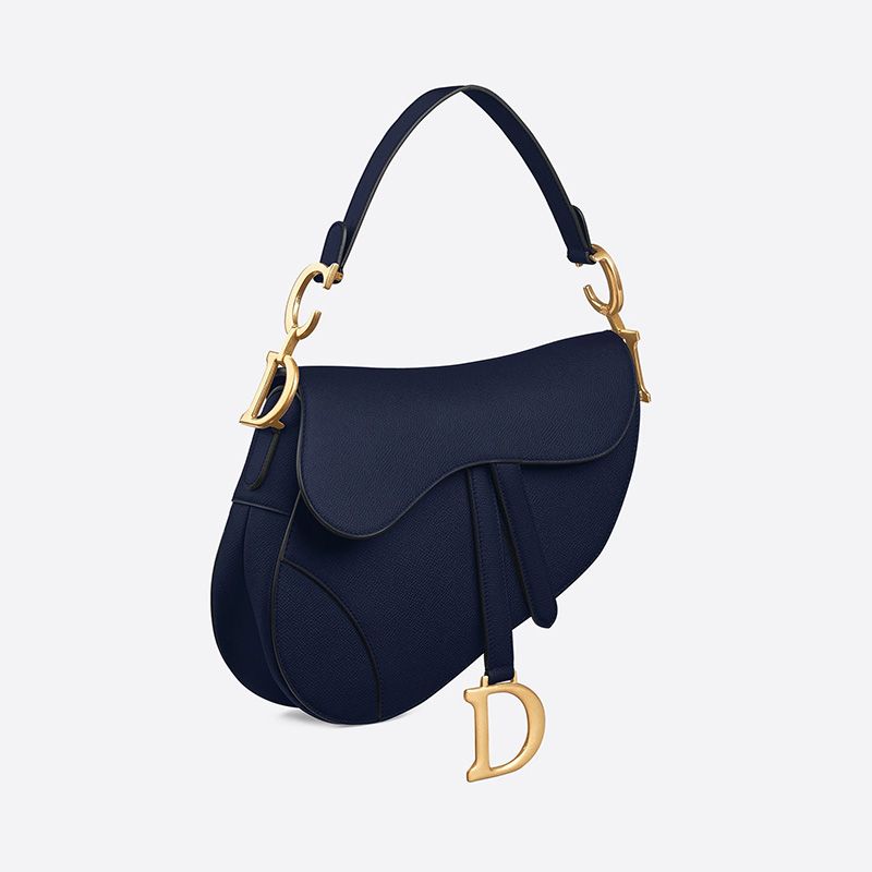 Hot Dior Saddle Bag Grained Calfskin Navy Blue