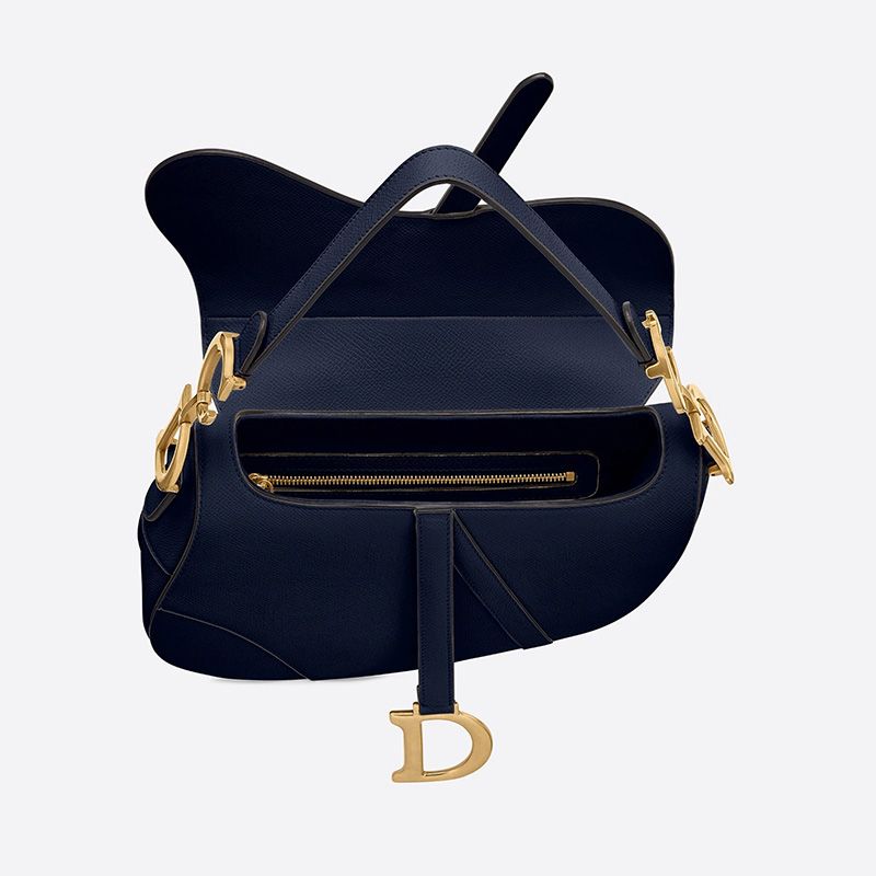 Hot Dior Saddle Bag Grained Calfskin Navy Blue