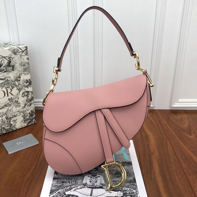 Hot Dior Saddle Bag Grained Calfskin Pink