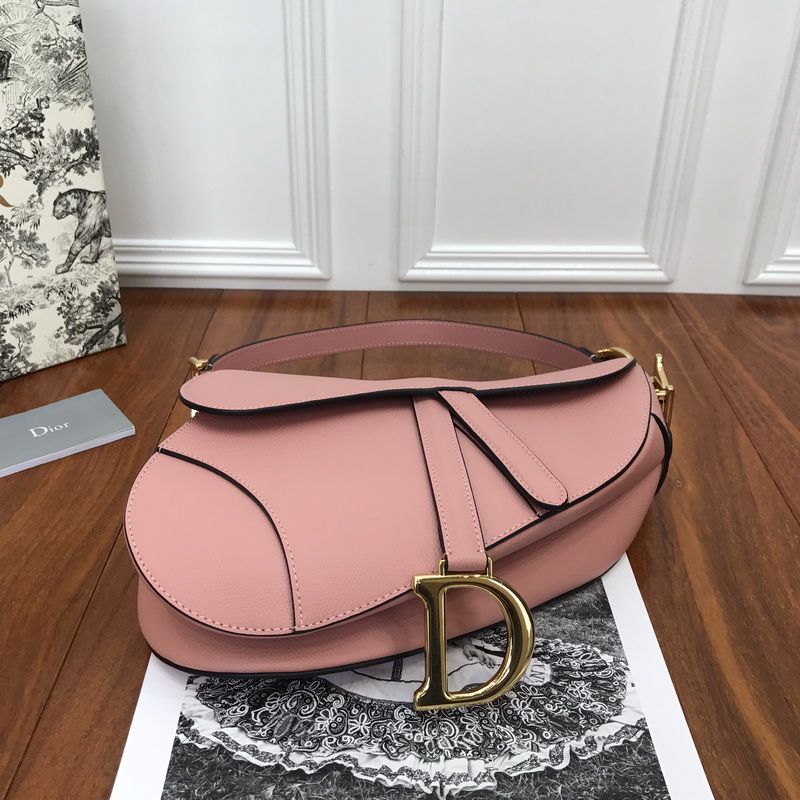 Hot Dior Saddle Bag Grained Calfskin Pink