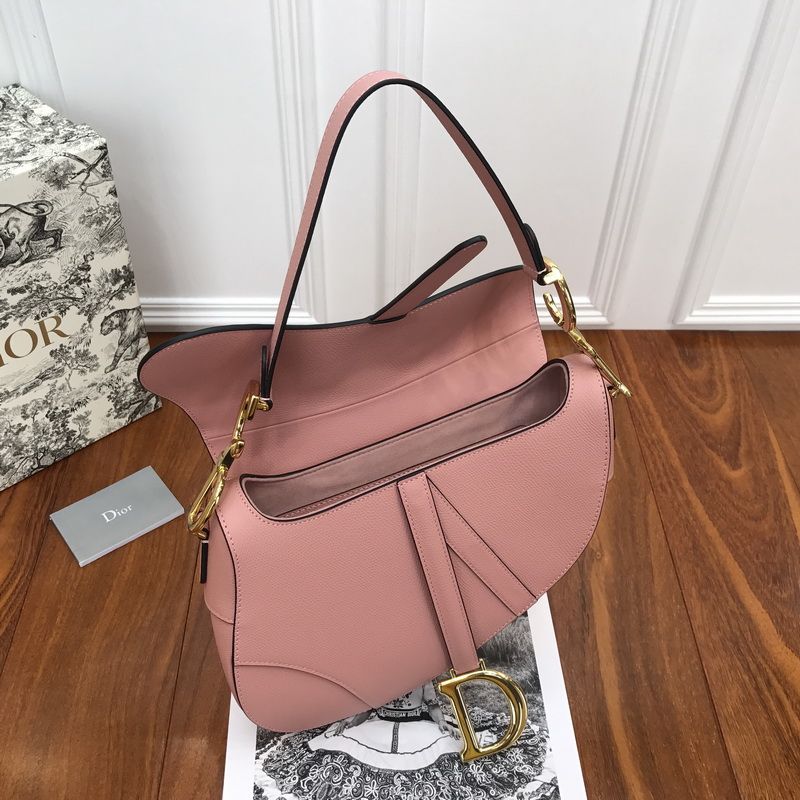 Hot Dior Saddle Bag Grained Calfskin Pink