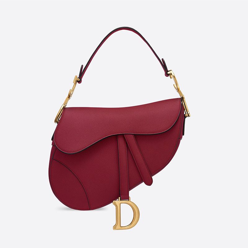 Hot Dior Saddle Bag Grained Calfskin Red