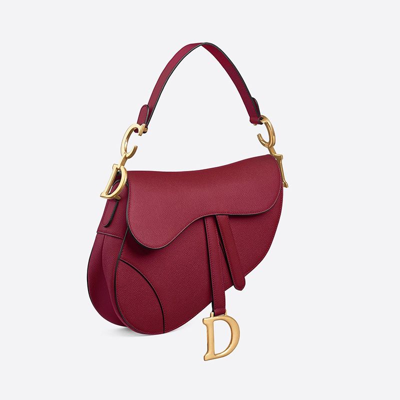 Dior Saddle Bag Grained Calfskin Red Hot Sale