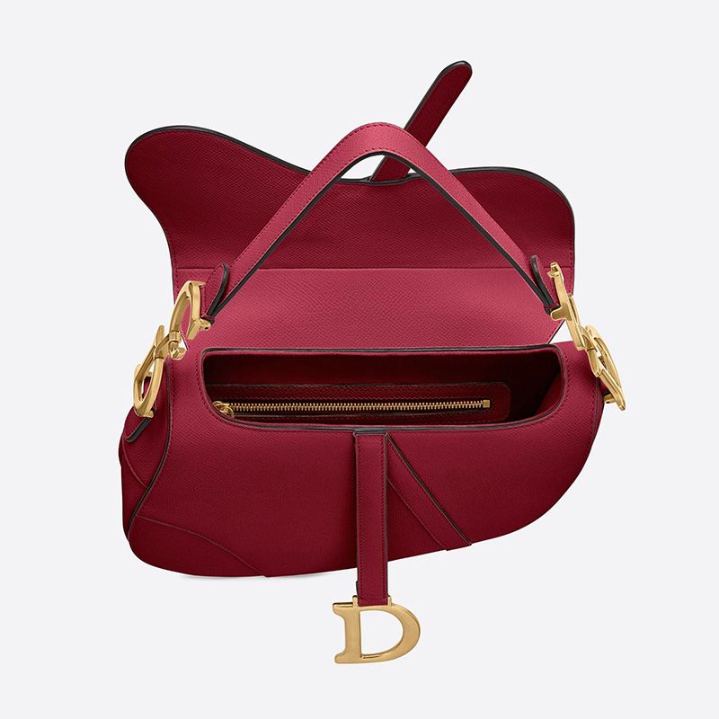 Dior Saddle Bag Grained Calfskin Red Hot Sale