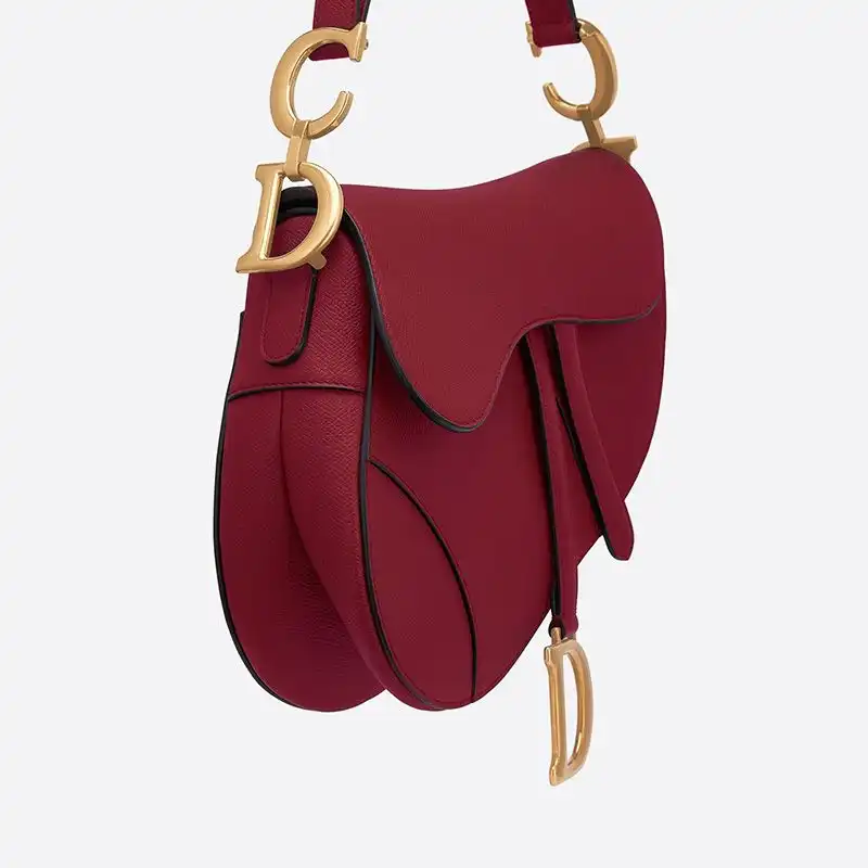 Cheap Dior Saddle Bag Grained Calfskin Red