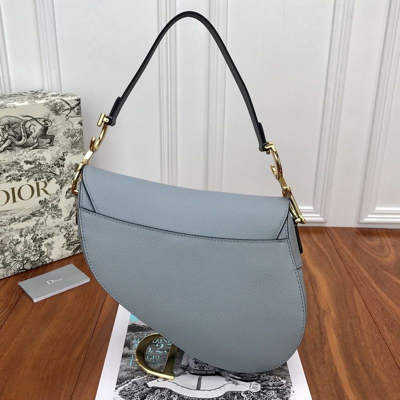 Hot Dior Saddle Bag Grained Calfskin Sky Blue