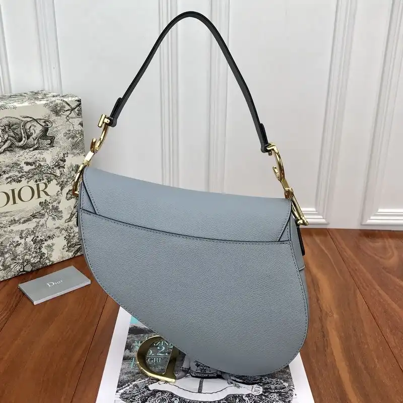 Cheap Dior Saddle Bag Grained Calfskin Sky Blue