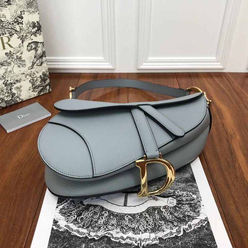 Hot Dior Saddle Bag Grained Calfskin Sky Blue