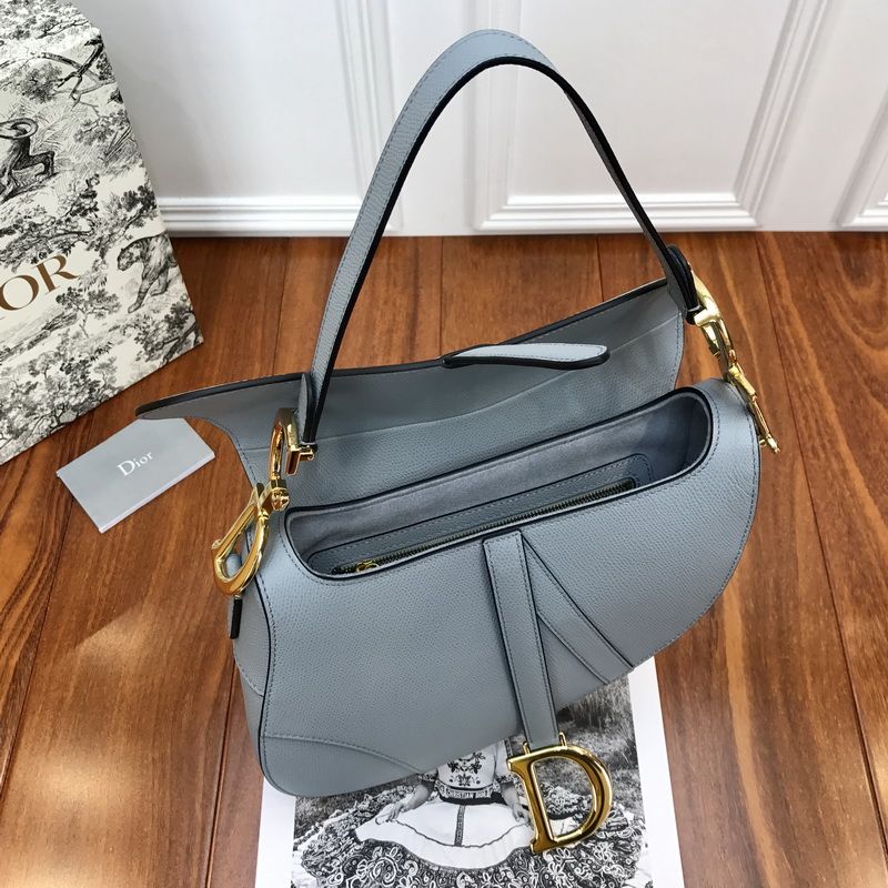 Hot Dior Saddle Bag Grained Calfskin Sky Blue