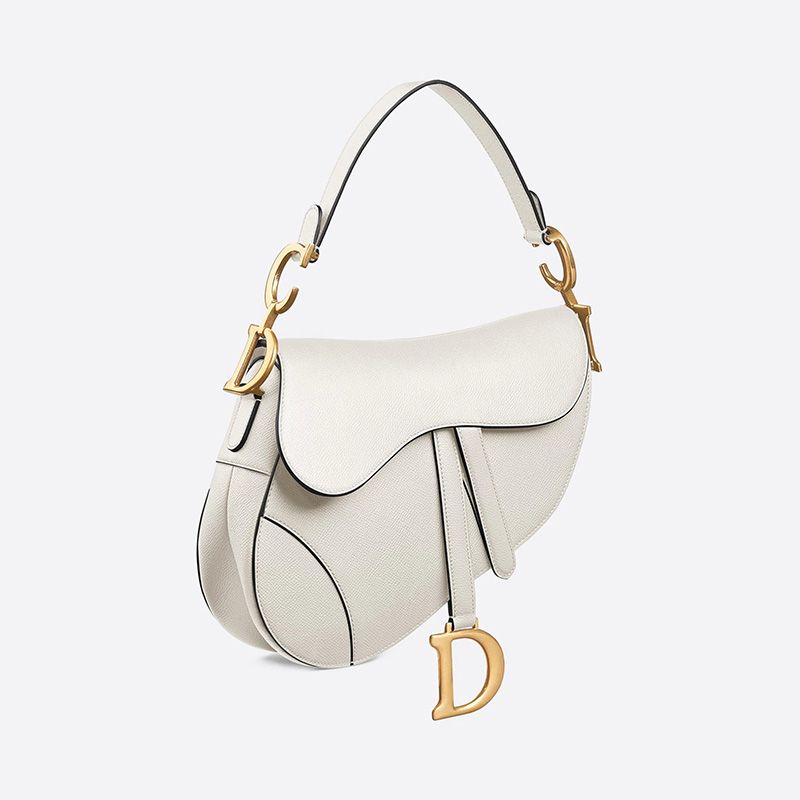 Dior Saddle Bag Grained Calfskin White Hot Sale