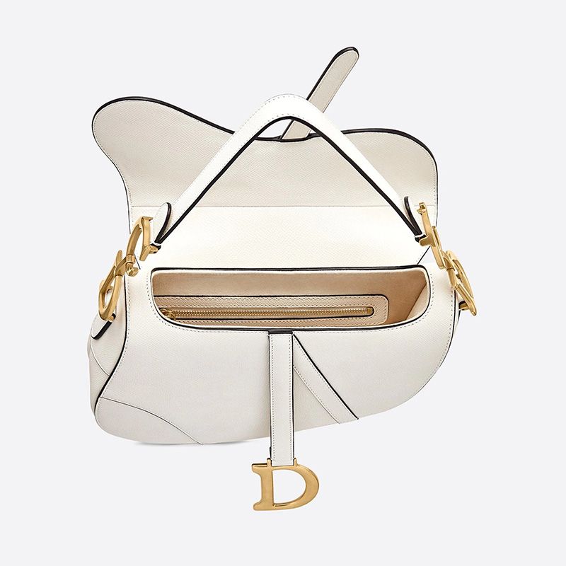 Dior Saddle Bag Grained Calfskin White Hot Sale