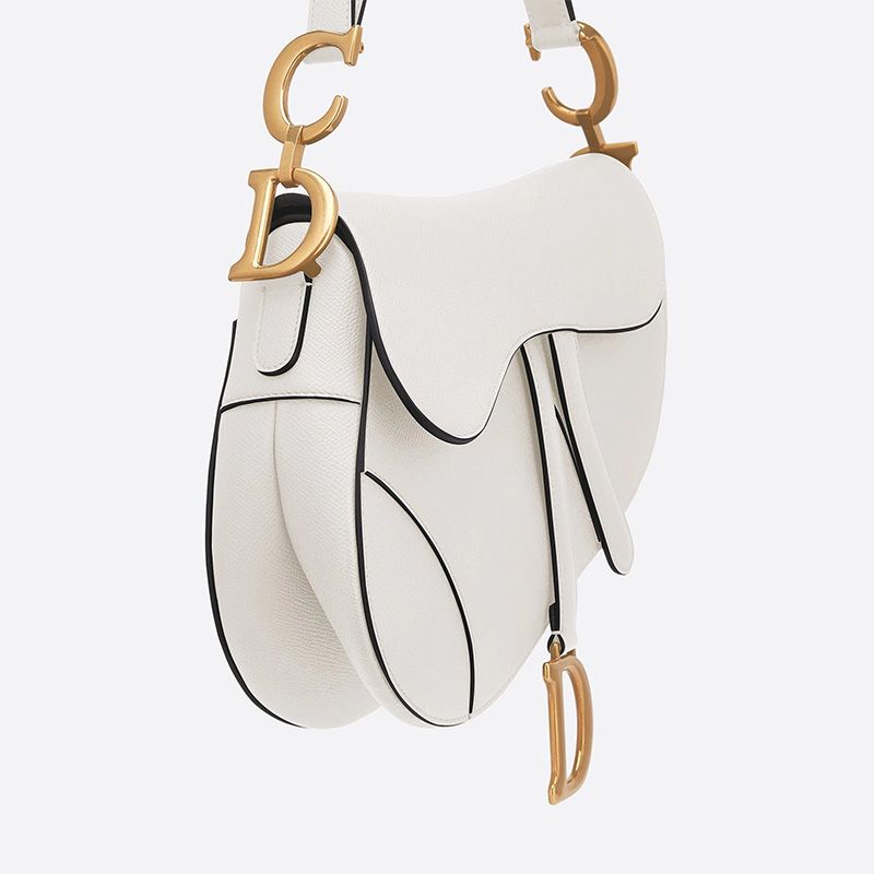 Dior Saddle Bag Grained Calfskin White Hot Sale