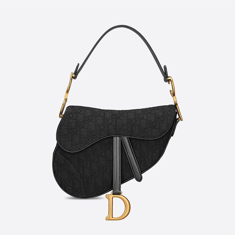 Dior Saddle Bag Oblique Motif Canvas Black Hot Sale