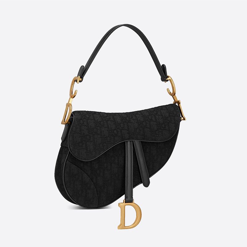 Dior Saddle Bag Oblique Motif Canvas Black Hot Sale