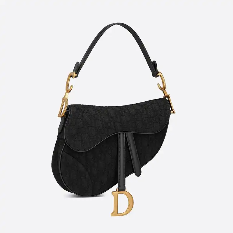 Cheap Dior Saddle Bag Oblique Motif Canvas Black