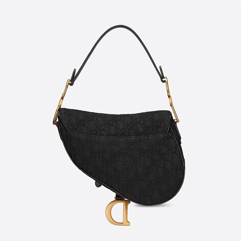 Dior Saddle Bag Oblique Motif Canvas Black Hot Sale