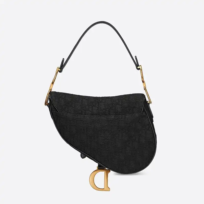 Cheap Dior Saddle Bag Oblique Motif Canvas Black