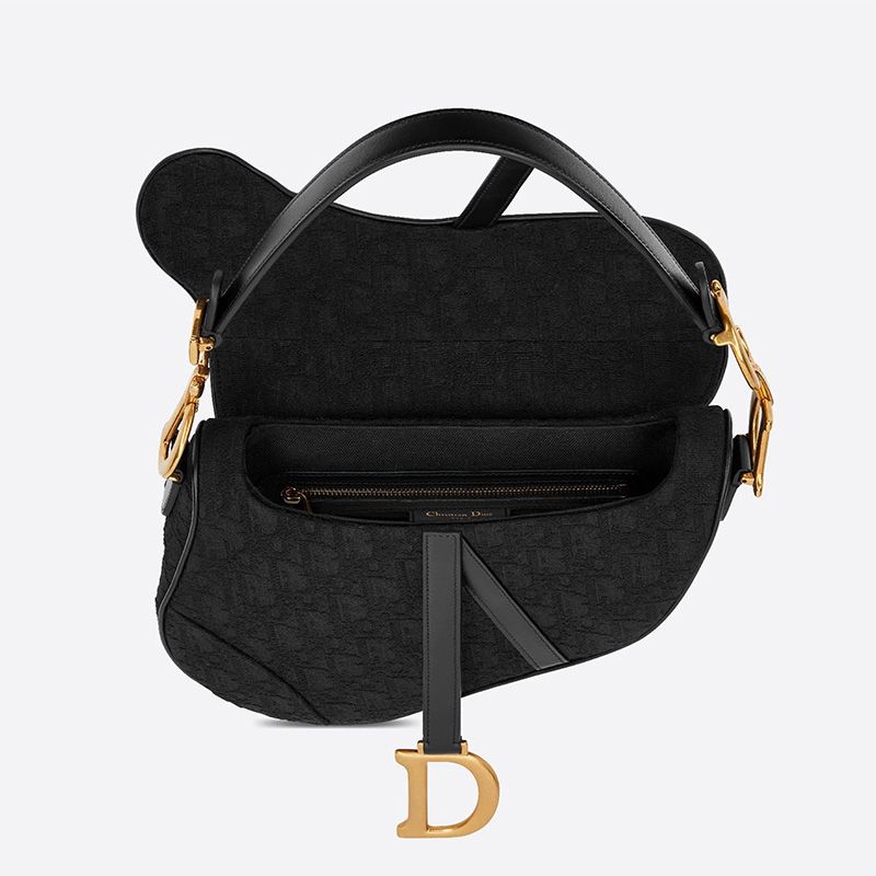 Dior Saddle Bag Oblique Motif Canvas Black Hot Sale