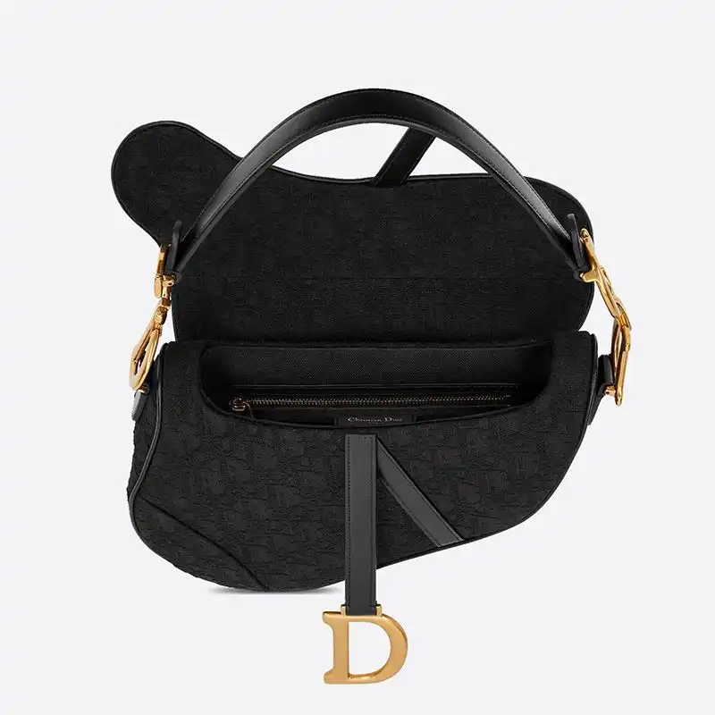 Cheap Dior Saddle Bag Oblique Motif Canvas Black