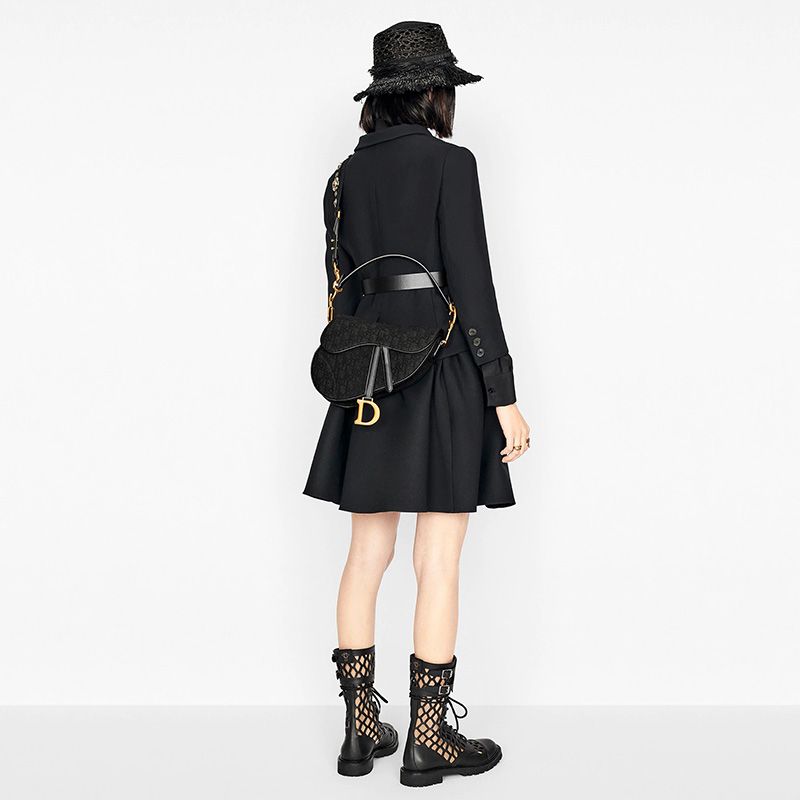 Dior Saddle Bag Oblique Motif Canvas Black Hot Sale