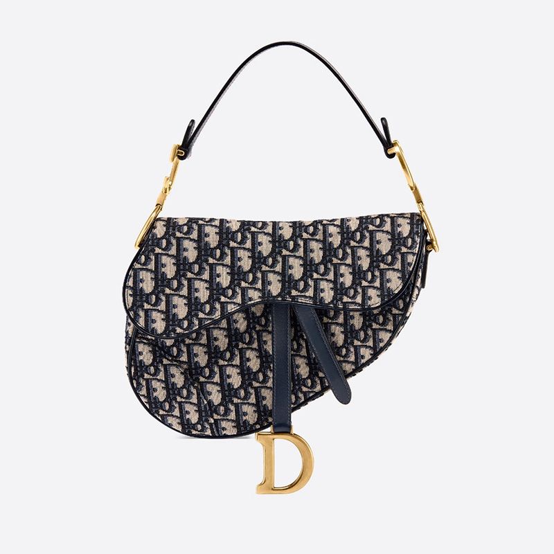 Dior Saddle Bag Oblique Motif Canvas Blue Hot Sale