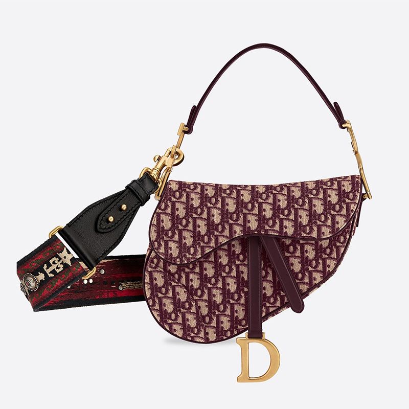 Dior Saddle Bag Oblique Motif Canvas Burgundy Hot Sale