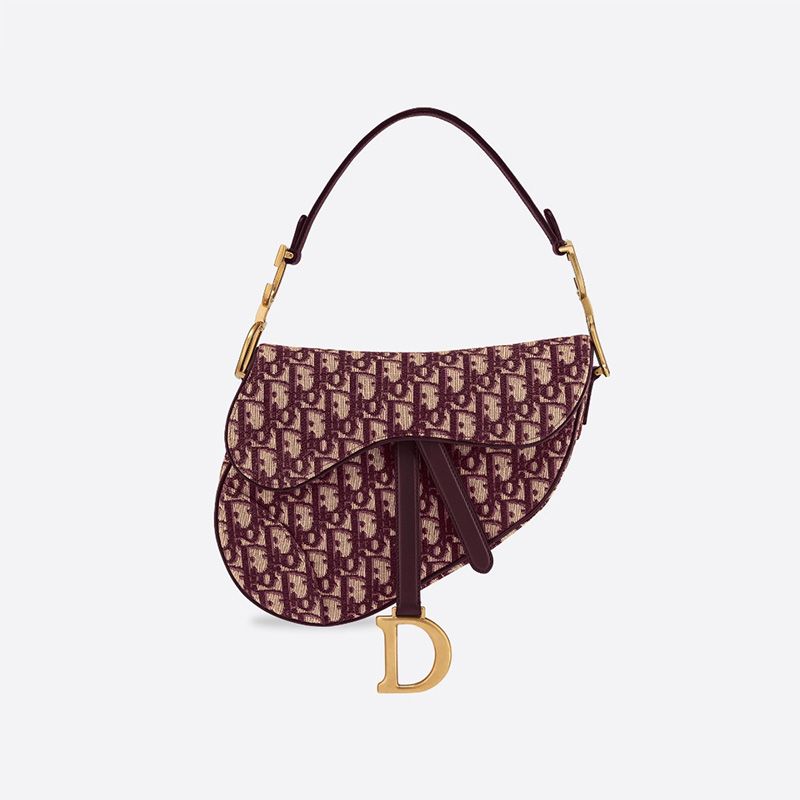 Dior Saddle Bag Oblique Motif Canvas Burgundy Hot Sale