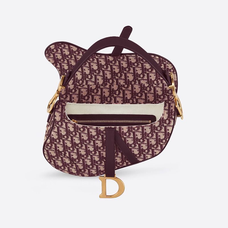 Dior Saddle Bag Oblique Motif Canvas Burgundy Hot Sale