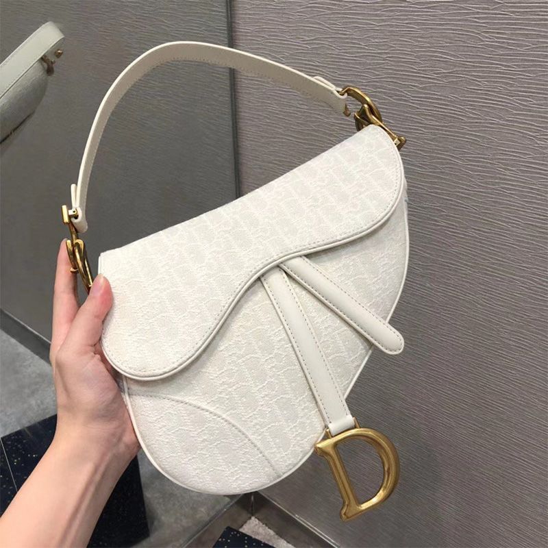 Dior Saddle Bag Oblique Motif Canvas White Hot Sale