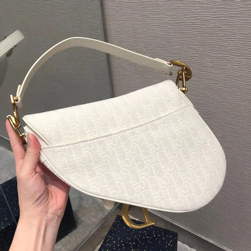 Dior Saddle Bag Oblique Motif Canvas White Hot Sale