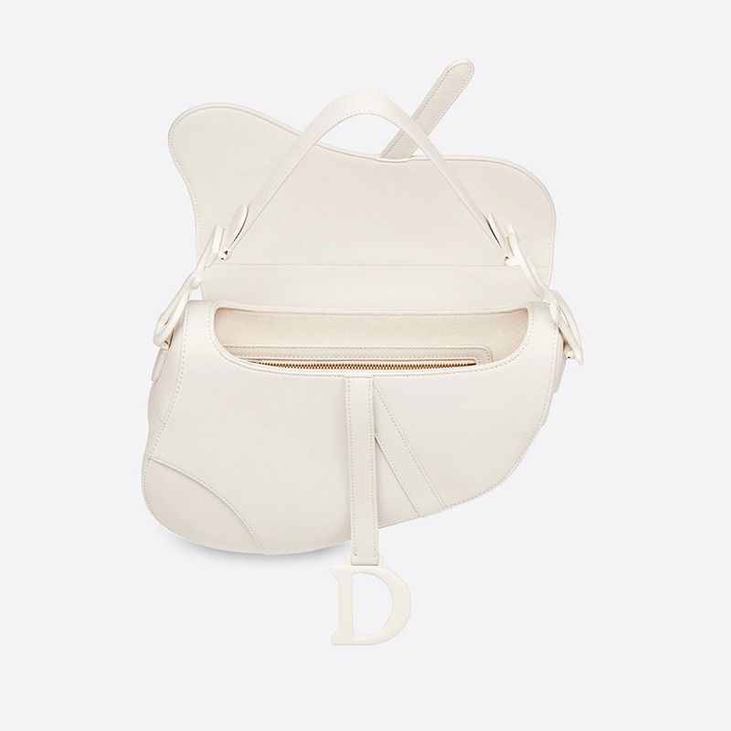 Hot Dior Saddle Bag Ultramatte Calfskin White