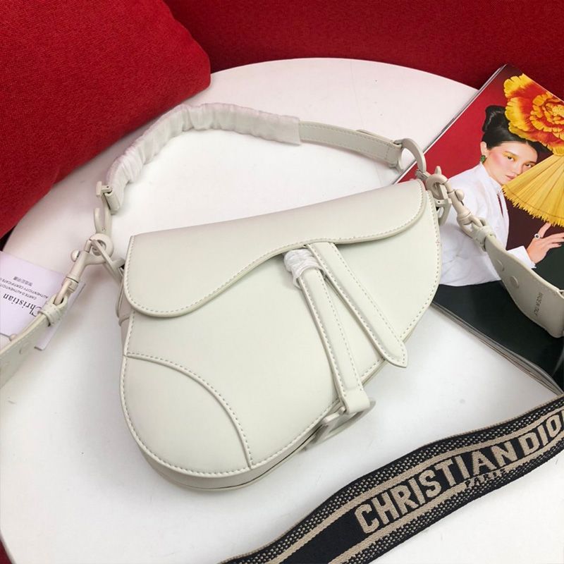 Hot Dior Saddle Bag Ultramatte Calfskin White