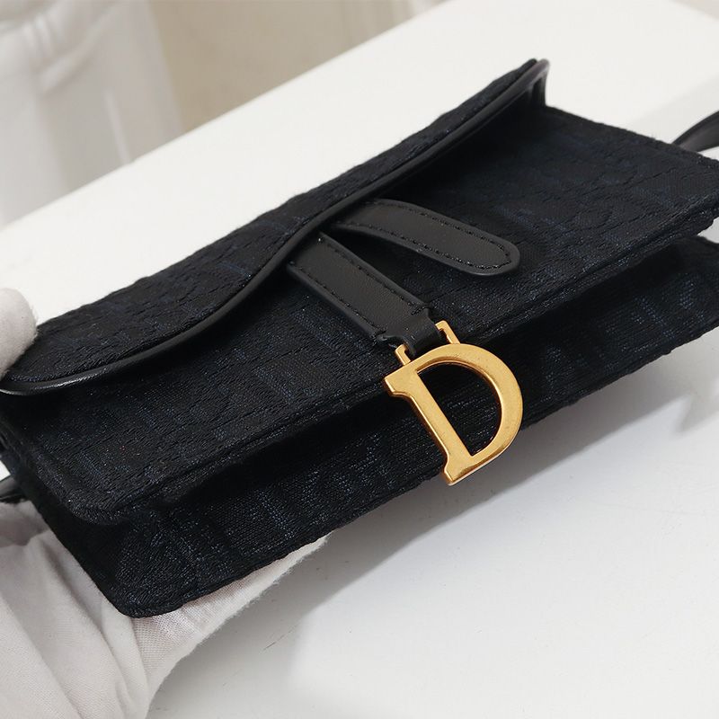 Dior Saddle Belt Pouch Oblique Motif Canvas Black Hot Sale