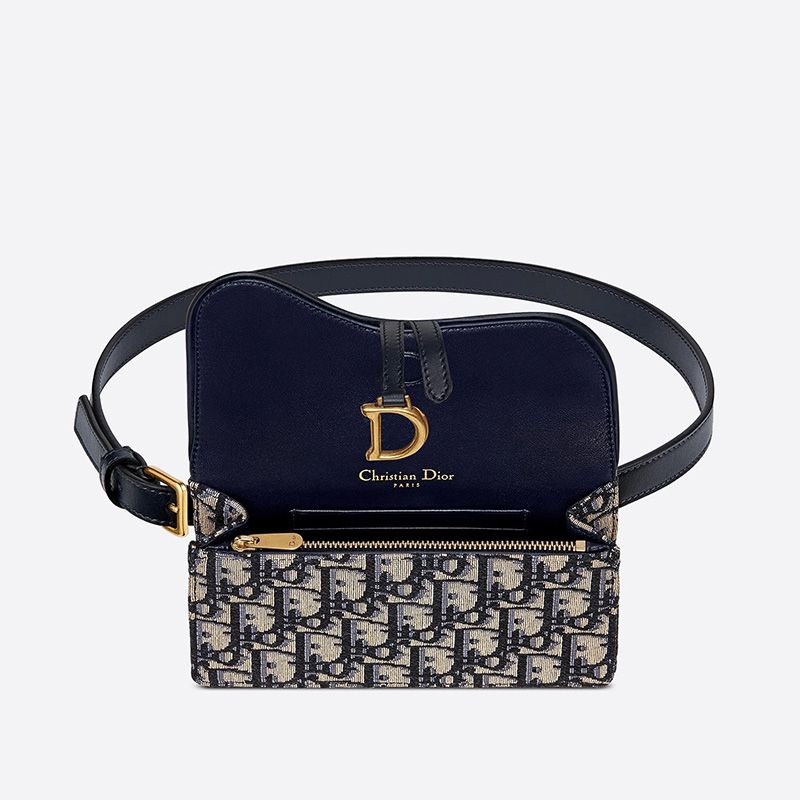 Dior Saddle Belt Pouch Oblique Motif Canvas Blue Hot Sale