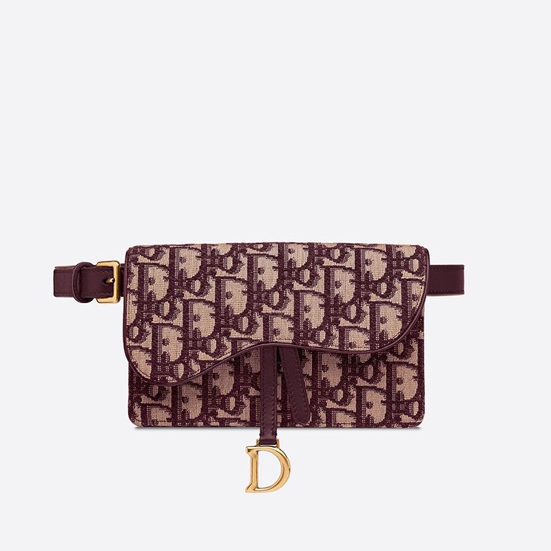 Dior Saddle Belt Pouch Oblique Motif Canvas Burgundy Hot Sale