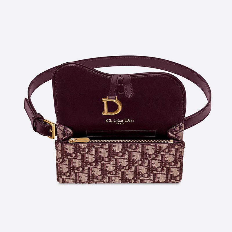 Dior Saddle Belt Pouch Oblique Motif Canvas Burgundy Hot Sale