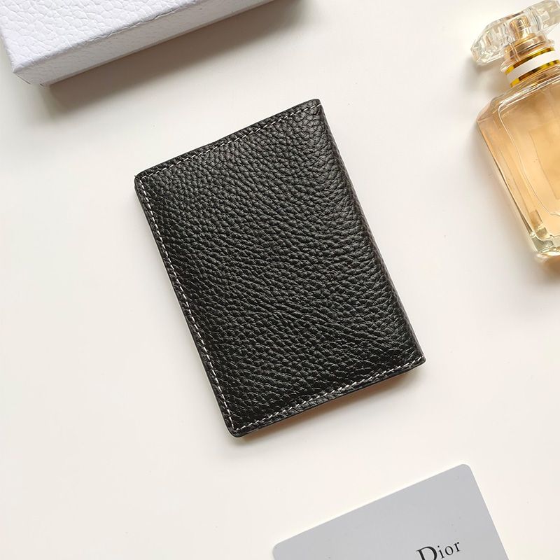 Dior Saddle Bi-Fold Card Holder Grained Calfskin Black