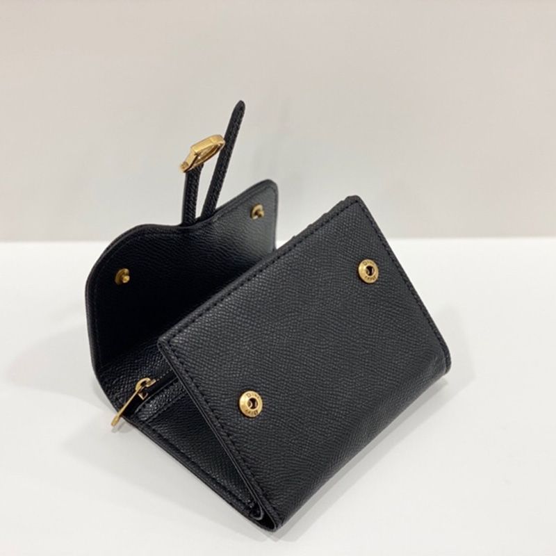 Dior Saddle Card Holder Grained Calfskin Black