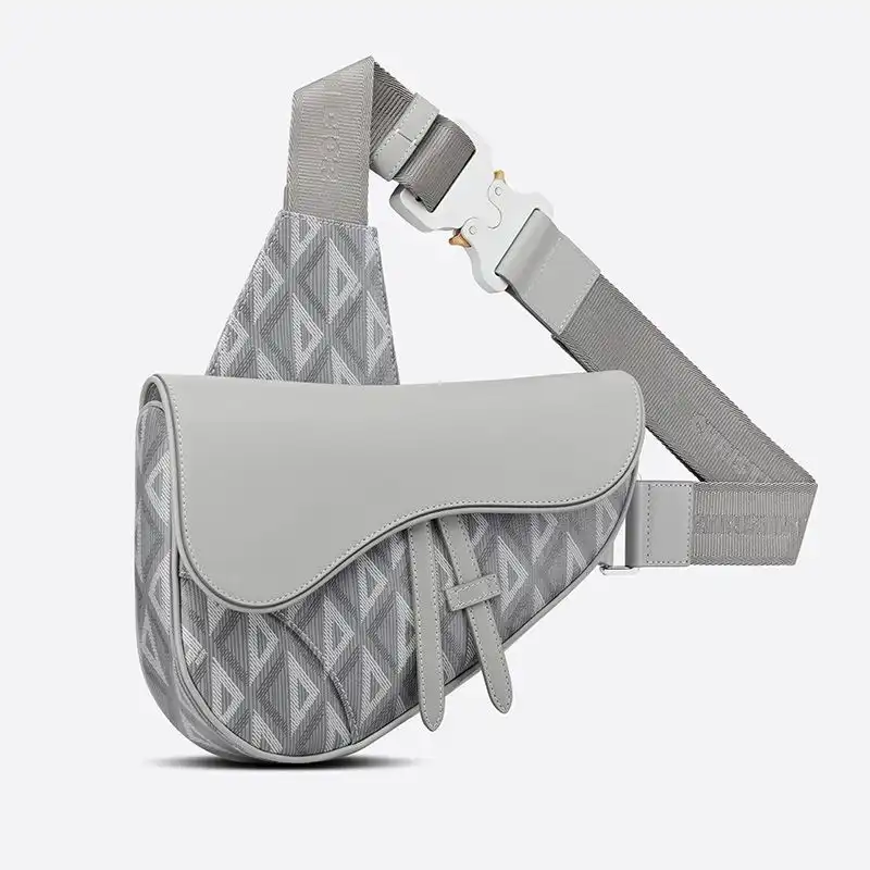 Cheap Dior Saddle Crossbody CD Diamond Motif Canvas Grey Luxury