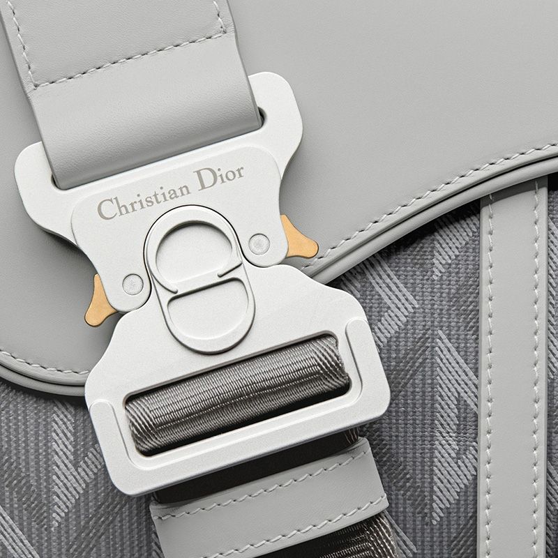 Hot Dior Saddle Crossbody CD Diamond Motif Canvas Grey