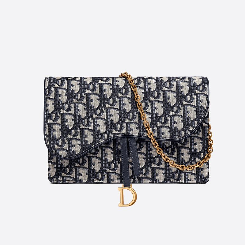 Hot Dior Saddle Pouch Oblique Motif Canvas Blue