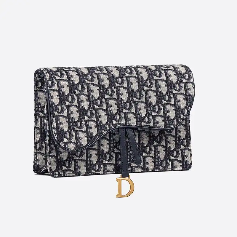 Cheap Dior Saddle Pouch Oblique Motif Canvas Blue Luxury