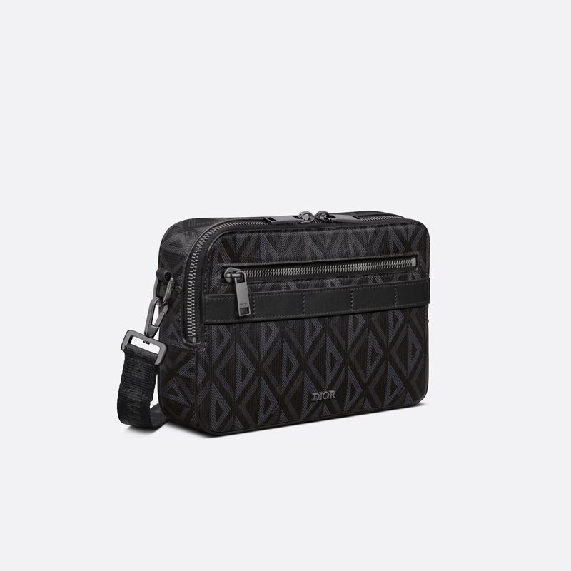 Dior Safari Messenger CD Diamond Motif Canvas Black Hot Sale