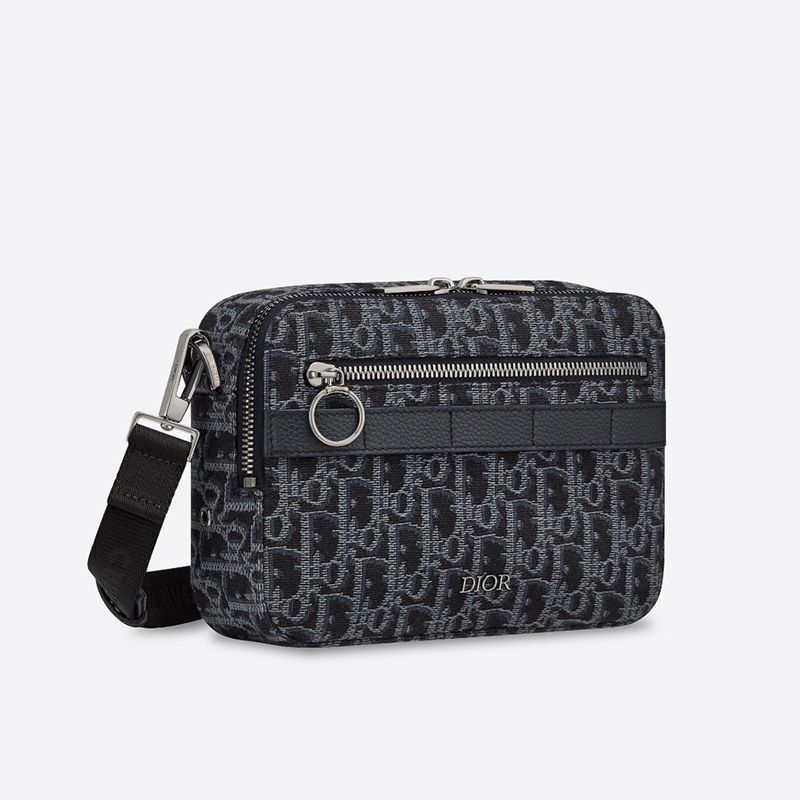 Hot Dior Safari Messenger Oblique Motif Canvas Navy Blue