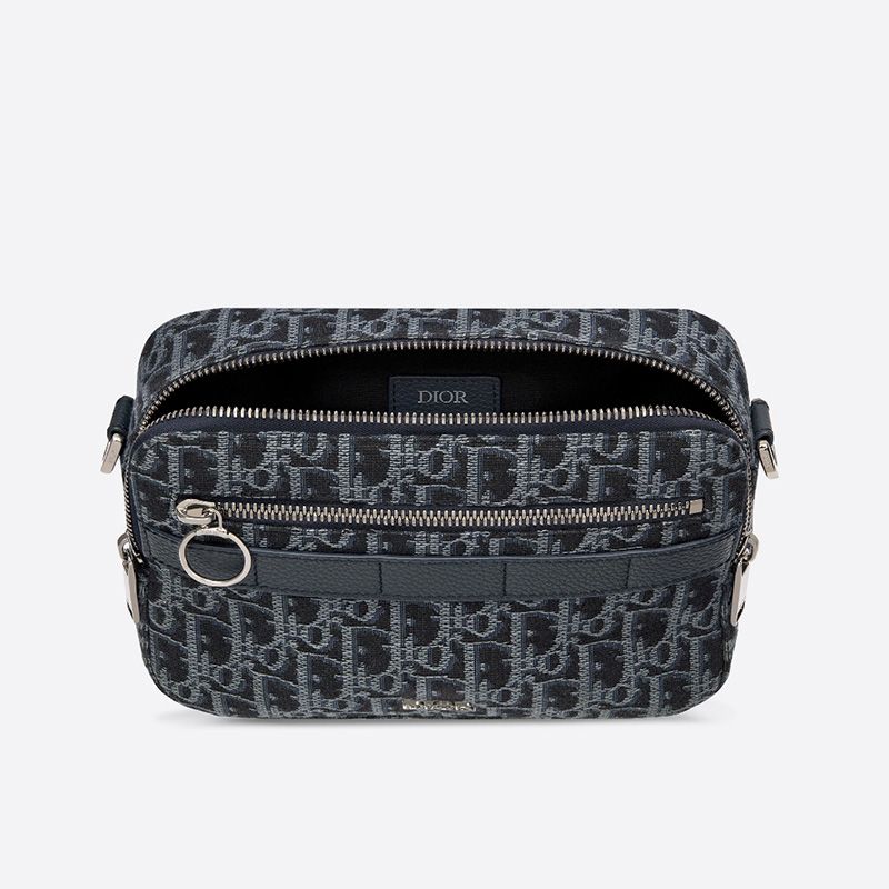 Hot Dior Safari Messenger Oblique Motif Canvas Navy Blue