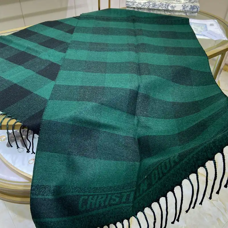 Cheap Hot Dior Scarf Check'N'Dior Motif Wool and Angora Green