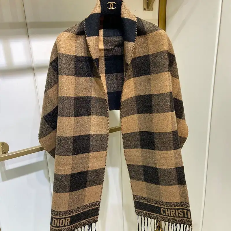 Affordable Hot Dior Scarf Check'N'Dior Motif Wool and Angora Khaki