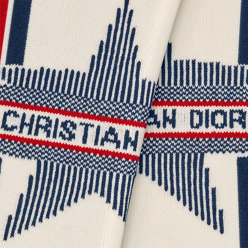 Dior Scarf DiorAlps Motif Wool and Cashmere White Hot Sale